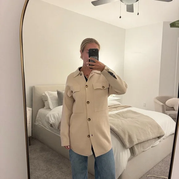 Women's Beige Button-Up Light Knit Sweater - Picture 6 of 7